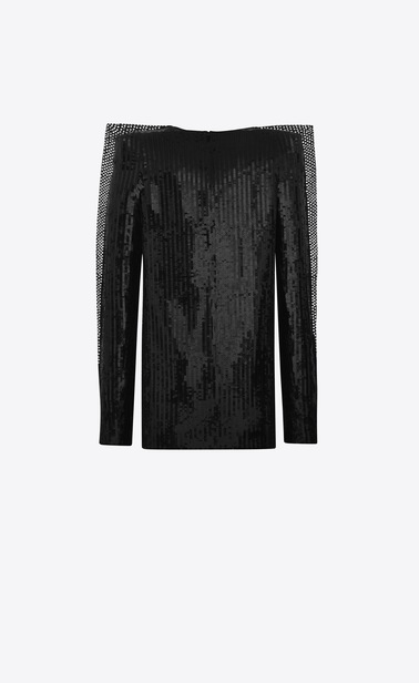 SAINT LAURENT Dresses Woman Plunging mini dress with black sequins b_V4